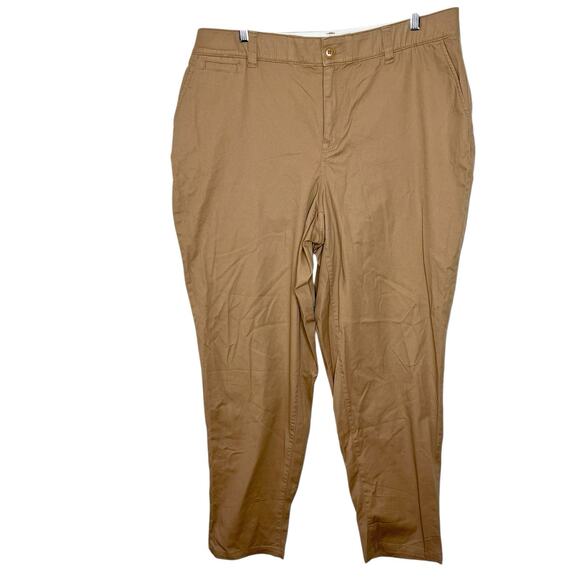 Lane Bryant Straight Leg Chino Pants Khaki Tan Womens Size 18 Career Neutral - Picture 1 of 6